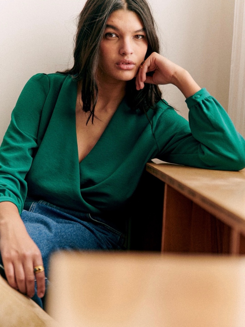 Sézane Abelia Blouse - bottle green